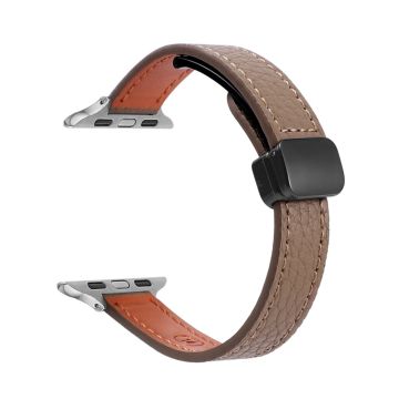 Apple Watch Series 41mm - 40mm - 38mm Magnetiskt läderarmband i mikrofiber - Karamell