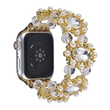 Apple Watch Series 41mm - 40mm - 38mm Armband Pärlband med pärldekor - Guld