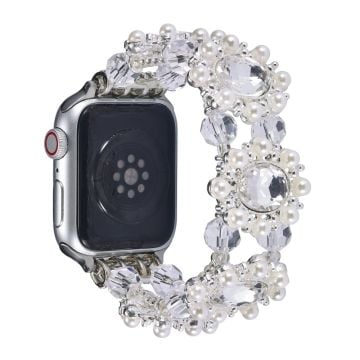 Apple Watch Series 49mm - 45mm - 44mm - 42mm Pärlarmband Klockarmband - Roséguld - Silver