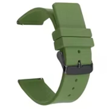 Garmin Venu 3S / Venu 2S / Mi Watch Strap Replacement 18mm Sports Style Silicone Watchband with Black Buck - Army Green