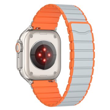 Apple Watch Series 41mm - 40mm - 38mm Magnetic Silicone Strap - Grey+Orange