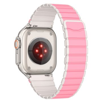 Apple Watch Series 41mm - 40mm - 38mm Magnetic Silicone Strap - Pink+White