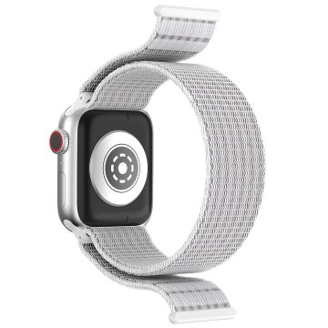 Apple Watch Series 41mm - 40mm - 38mm Nylon Watch Band Adjustable Magic Tape Strap - Reflective White