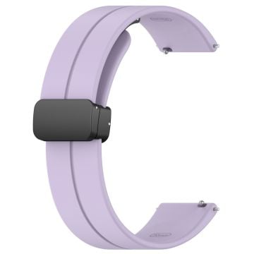 Huawei / Samsung Universal 22mm Smartwatch Strap Magnetic Folding Buckle Silicone Band - Purple