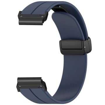 Coros Vertix 2 / Garmin Fenix 7X / 6X / 5X 26mm Watch Band Magnetic Buckle Silicone Strap - Midnight Blue