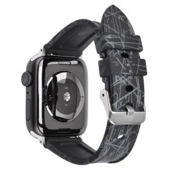 Apple Watch Series 41mm - 40mm - 38mm Rubber Watchband Replacement Strap with Silver Buckle - Black