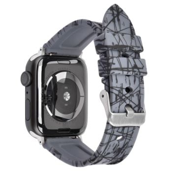 Apple Watch Series 41mm - 40mm - 38mm Rubber Watchband Replacement Strap with Silver Buckle - Grey