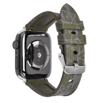 Apple Watch Series 41mm - 40mm - 38mm Rubber Watchband Replacement Strap with Silver Buckle - Army Green