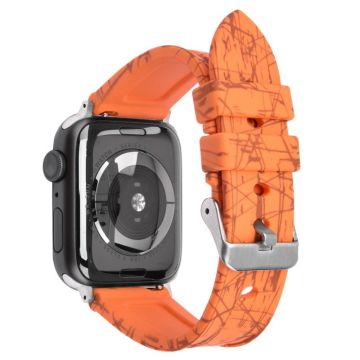 Apple Watch Series 41mm - 40mm - 38mm Rubber Watchband Replacement Strap with Silver Buckle - Orange