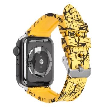 Apple Watch Series 41mm - 40mm - 38mm Rubber Watchband Replacement Strap with Silver Buckle - Yellow