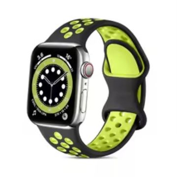 Apple Watch Series 41mm - 40mm - 38mm Silicone Watch Band Dual Color Strap - Black+Yellow