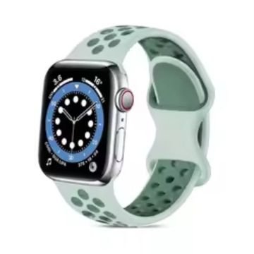 Apple Watch Series 41mm - 40mm - 38mm Silicone Watch Band Dual Color Strap - Mist Grey+Grey Green