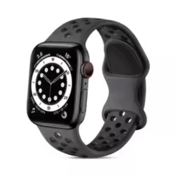 Apple Watch Series 41mm - 40mm - 38mm Silicone Watch Band Dual Color Strap - Dark Grey+Black