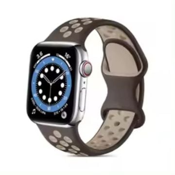 Apple Watch Series 41mm - 40mm - 38mm Silicone Watch Band Dual Color Strap - Smoky Purple+Brown