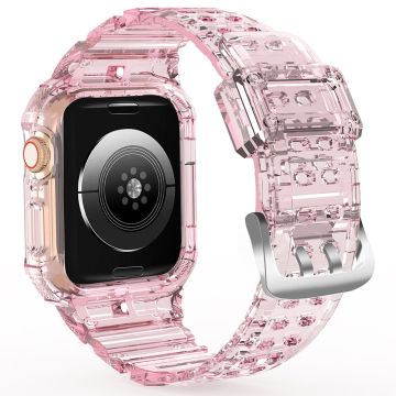 Apple Watch Series 7 8 9 41mm / Series 7 8 9 45mm Flexible Watch Strap with Case - Transparent Pink