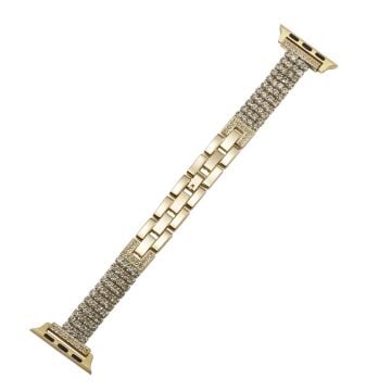 Apple Watch Series 41mm - 40mm - 38mm Strap 4 Rows Rhinestone Zinc Alloy Watch Band - Gold