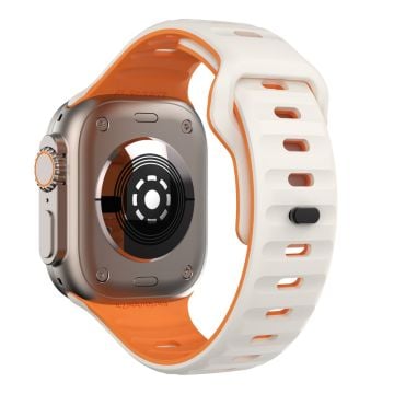 Apple Watch Series 41mm - 40mm - 38mm Watch Strap Dual Color Silicone Band - Starlight+Orange