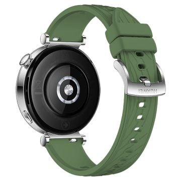 Huawei Watch GT 4 41mm / Xiaomi Mi Watch Silicone band 18mm Textured Watch Strap - Green+Silver Buckle