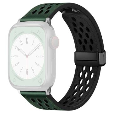 Apple Watch Series 41mm - 40mm - 38mm Watch Band Hollow-Out Leather Strap - Green