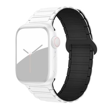 Apple Watch Series 41mm - 40mm - 38mm Watchband Soft Silicone Magnetic Strap - White / Black