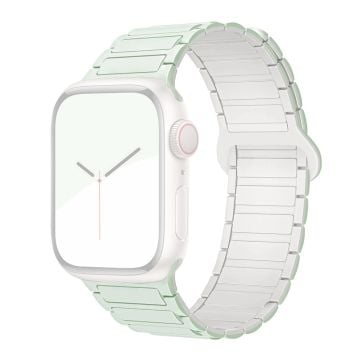 Apple Watch Series 41mm - 40mm - 38mm Watchband Soft Silicone Magnetic Strap - Soft Mint / Official White