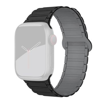 Apple Watch Series 41mm - 40mm - 38mm Watchband Soft Silicone Magnetic Strap - Black / Grey