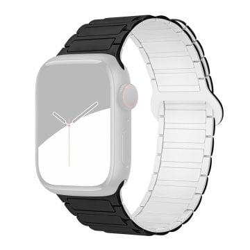 Apple Watch Series 41mm - 40mm - 38mm Watchband Soft Silicone Magnetic Strap - Black / White