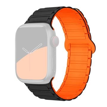 Apple Watch Series 41mm - 40mm - 38mm Watchband Soft Silicone Magnetic Strap - Black / Orange