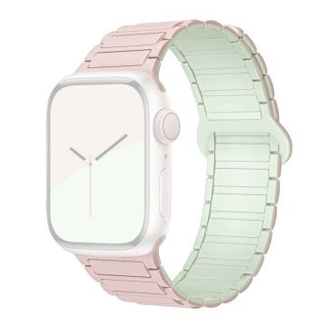 Apple Watch Series 41mm - 40mm - 38mm Watchband Soft Silicone Magnetic Strap - Oxford Pink / Soft Mint