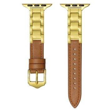 Apple Watch Series 41mm - 40mm - 38mm Ceramic Watch Band - Brown+Gold