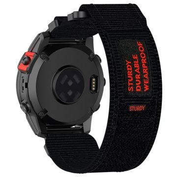 Garmin Fenix 7X / 7X Pro / Instinct 2X / Quickfit 26mm Nylon Sticker Wrist Strap - Black