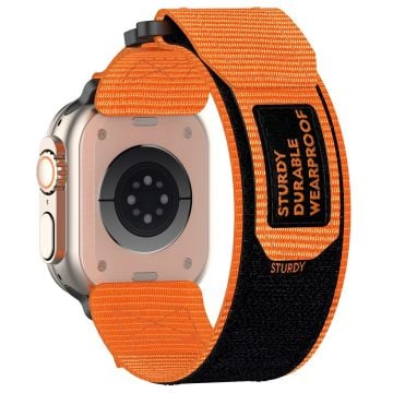 Apple Watch Series 41mm - 40mm - 38mm Nylon Band Sticky Magic Clasp Bracelet - Orange