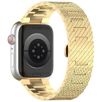 Apple Watch Series 9 8 7 41mm / 6 5 4 SE (2023) SE (2022) SE 40mm / 3 2 1 38mm Strap Texture Stainless Steel Watch band  - Gold