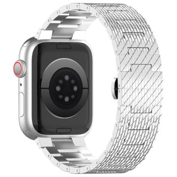 Apple Watch Series 9 8 7 41mm / 6 5 4 SE (2023) SE (2022) SE 40mm / 3 2 1 38mm Strap Texture Stainless Steel Watch band  - Silver