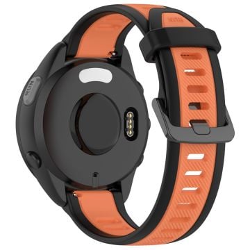 Huawei Watch GT 4 46mm / Samsung Gear S3 Classic 22mm Wrist Strap Dual-Color Textured Silicone Watchband - Black+Orange