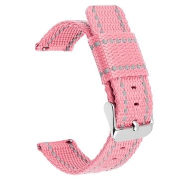 Huawei Watch GT 3 42mm / Watch GT 3 Pro 43mm Wrist Strap 20mm Texture Nylon Watch Strap - Pink / Reflective Strip