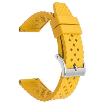 Huawei Watch GT 3 42mm / GT 3 Pro 43mm Watch Strap 20mm Fluorubber Wrist Band - Yellow+Silver Buckle