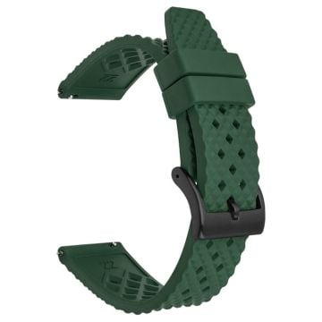 Huawei Watch GT 3 42mm / GT 3 Pro 43mm Watch Strap 20mm Fluorubber Wrist Band - Dark Green+Black Buckle