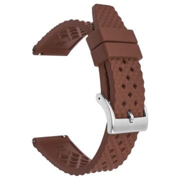 Huawei Watch GT 4 46mm / 4 Pro Strap 22mm Fluorubber Watch band  - Brown+Silver Buckle