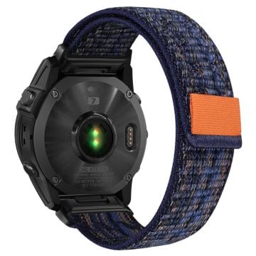 Garmin Tactix 7 Pro / Fenix 7X / 6X Pro / 5X Plus Universal Watch Strap Nylon Wrist band 26mm - Blue+Orange