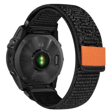 Garmin Tactix 7 Pro / Fenix 7X / 6X Pro / 5X Plus Universal Watch Strap Nylon Wrist band 26mm - Black+Orange