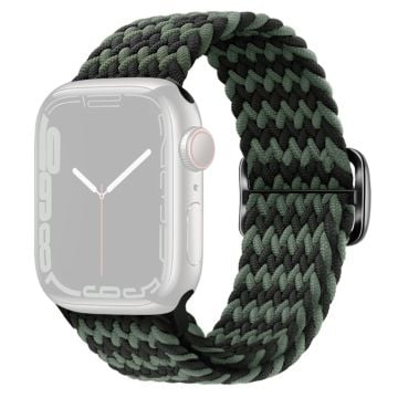 Apple Watch Series 9 8 7 41mm / 6 5 4 SE (2022) SE (2023) SE 40mm / 3 2 1 38mm Watch band Braided Nylon Strap - W-Shape Black+Green