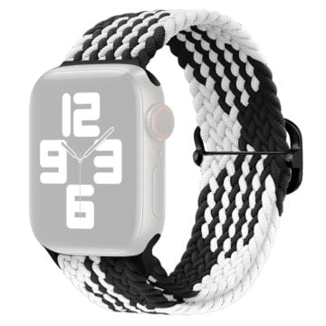 Apple Watch Series 9 8 7 41mm / 6 5 4 SE (2022) SE (2023) SE 40mm / 3 2 1 38mm Watch band Braided Nylon Strap - Z-shape Black+White