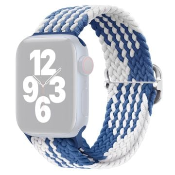 Apple Watch Series 9 8 7 41mm / 6 5 4 SE (2022) SE (2023) SE 40mm / 3 2 1 38mm Watch band Braided Nylon Strap - Z-shape Blue+White