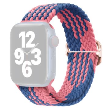 Apple Watch Series 9 8 7 41mm / 6 5 4 SE (2022) SE (2023) SE 40mm / 3 2 1 38mm Watch band Braided Nylon Strap - Z-shape Blue+Pink