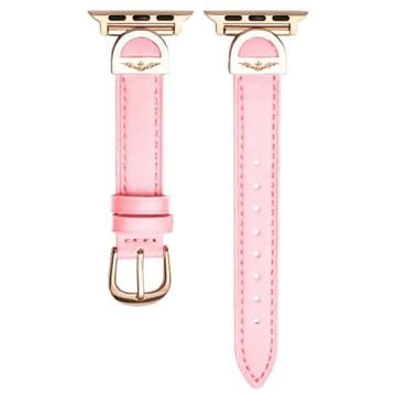 Apple Watch Series 9 8 7 41mm / 6 5 4 SE (2023) SE (2022) SE 40mm / 3 2 1 38mm Watch Straps Microfiber Leather Bracelet Strap - Pink