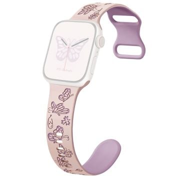 Apple Watch Series 9 8 7 41mm / 6 5 4 SE (2022) SE (2023) SE 40mm / 3 2 1 38mm Silicone Strap Dual Color Watchband  - Pink+Light Purple