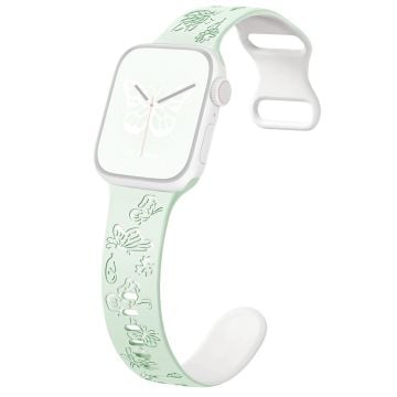 Apple Watch Series 9 8 7 41mm / 6 5 4 SE (2022) SE (2023) SE 40mm / 3 2 1 38mm Silicone Strap Dual Color Watchband  - Light Mint Green+White