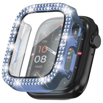 Apple Watch Series 4 / 5 / 6 / SE / SE (2022) 44mm Rhinestone Decor Electroplating Stöttålig Klockfodral med härdat glasfilm - Blå