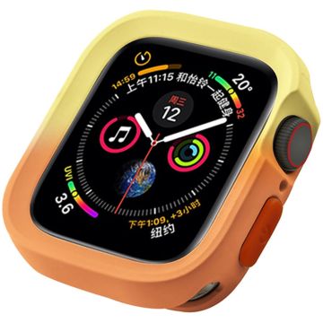 Apple Watch Series 4 / 5 / 6 / SE / SE (2022) 44mm / 7 / 8 / 9 45mm Dual Color Flexibelt klockfodral - Gul + Orange